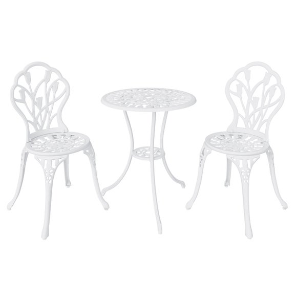 Cast Aluminium White Tulip Bistro Set