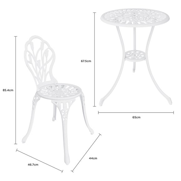 Cast Aluminium White Tulip Bistro Set