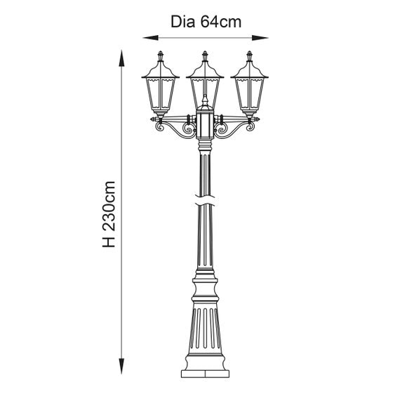 Vogue Trenton Outdoor 3 Light Lamppost