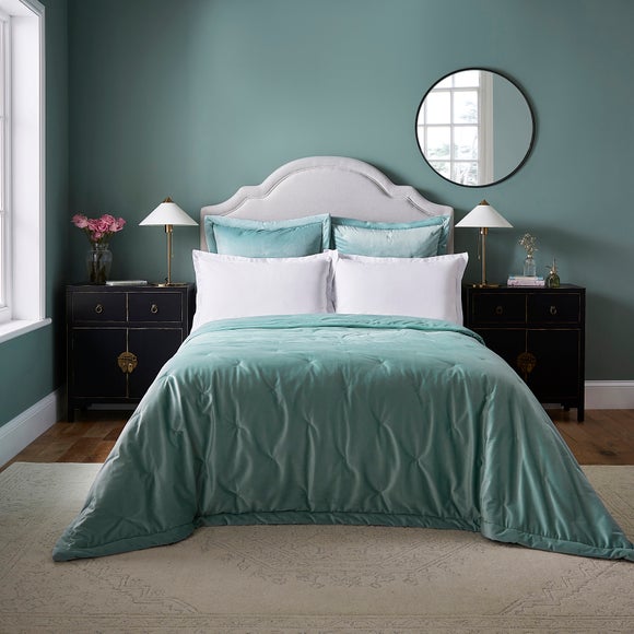 Dorma Burford Velvet Seafoam Bedspread, product image 1