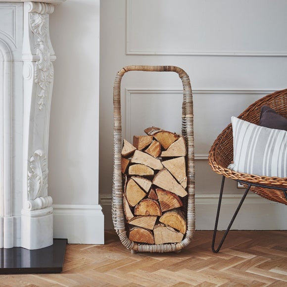 Natural Rattan Tall Log Storage Basket