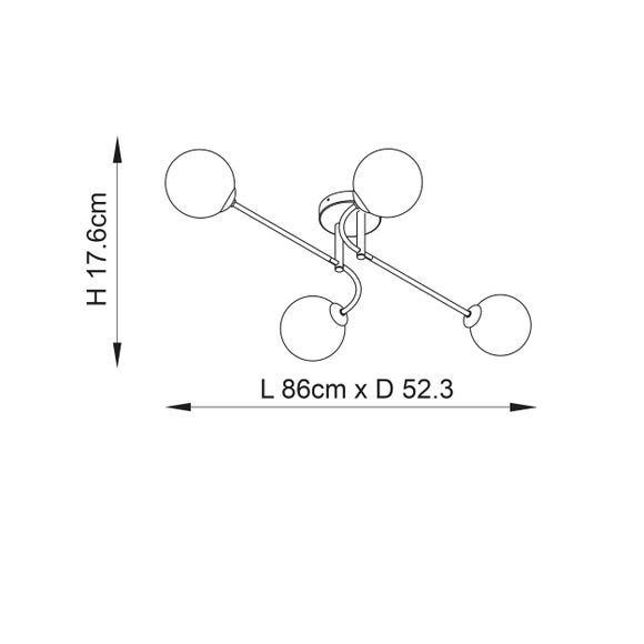 Vogue Hartwell 4 Light Semi Flush Ceiling Light