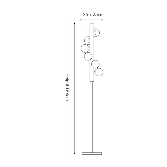 Blair Smoke Glass Ball and Black Metal Floor Lamp