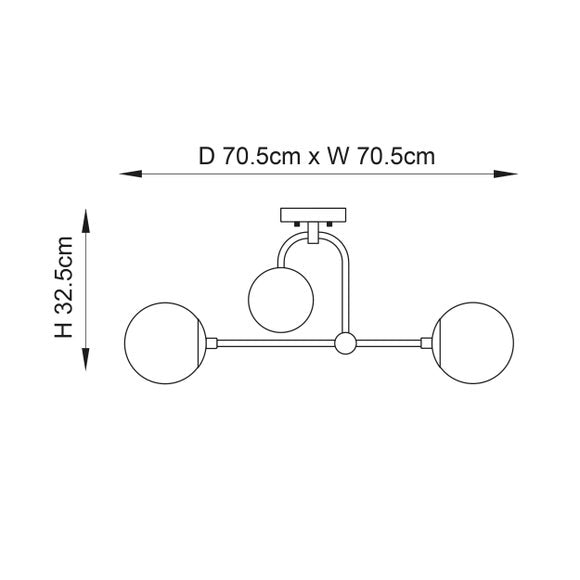 Vogue Newton 4 Light Semi Flush Ceiling Light, product image 10