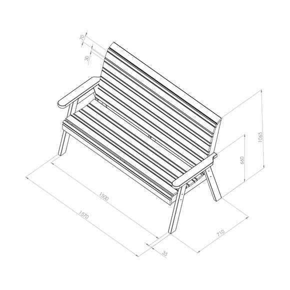 Freya 3 Seater Wooden Garden Bench