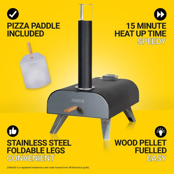 Return - Zanussi Wood Pellet Pizza Oven with Paddle & Cover