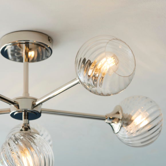 Vogue Asher Art Deco 6 Light Semi Flush Ceiling Light