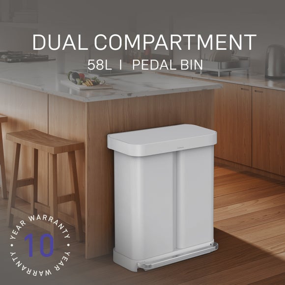 Simplehuman 58L Stainless Steel Dual Compartment Pedal Bin