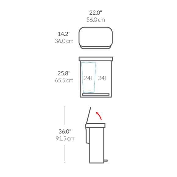 Simplehuman 58L Stainless Steel Dual Compartment Pedal Bin