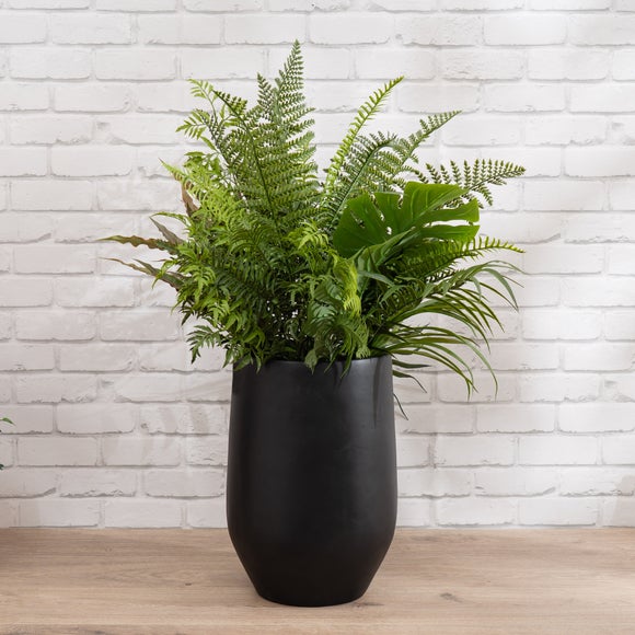 Artificial Mixed Fern in Black Pot