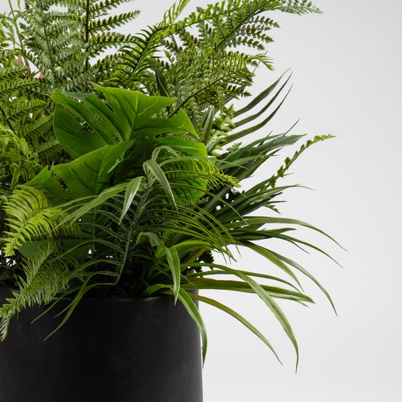 Artificial Mixed Fern in Black Pot