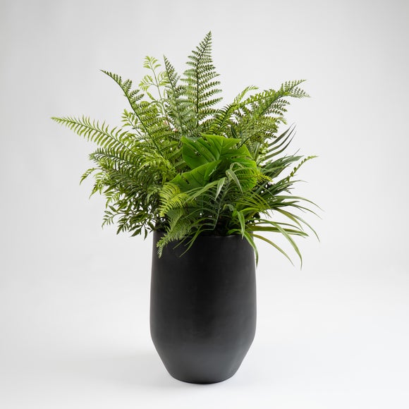 Artificial Mixed Fern in Black Pot