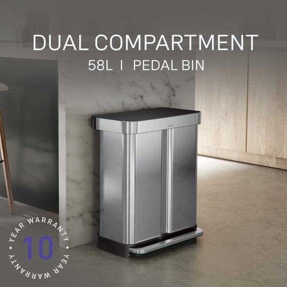 Simplehuman 58L Dual Compartment Rectangular Bin
