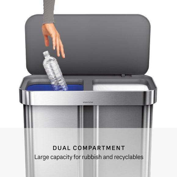 Simplehuman 58L Dual Compartment Rectangular Bin
