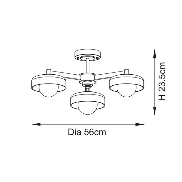 Vogue Hallie 3 Light Semi Flush Ceiling Light