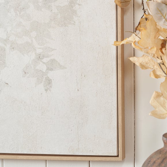 White & Natural Floral Square Framed Canvas